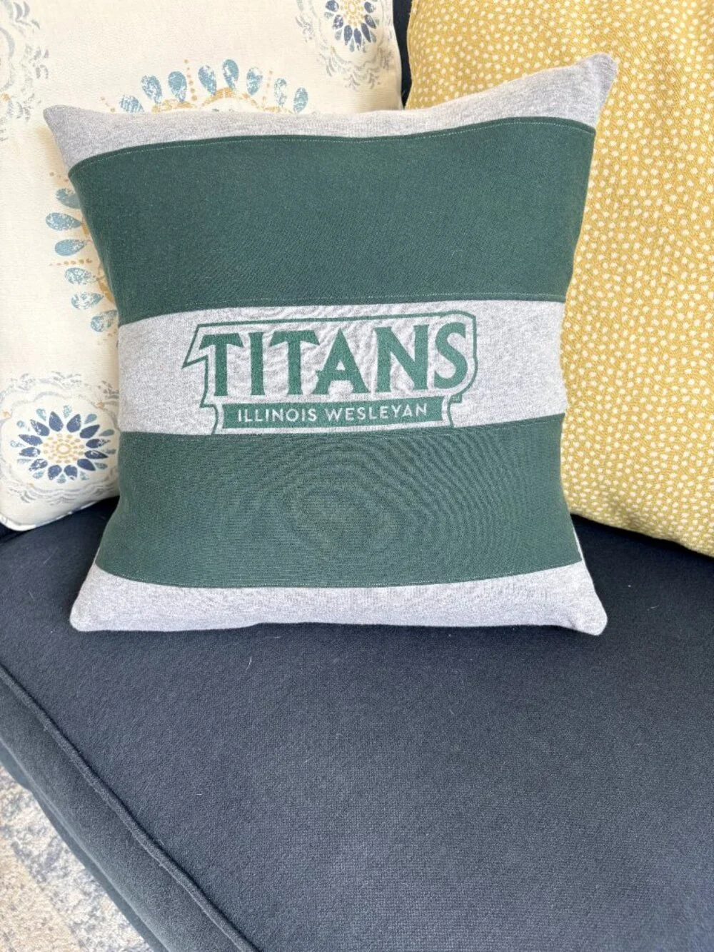Illinois Wesleyan University reworked sweatshirt throw pillow cover dorm decor